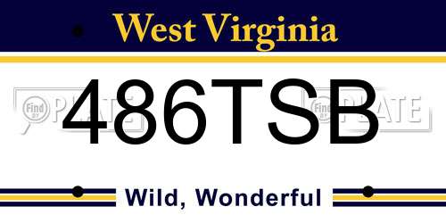 486TSB West Virginia License Plate