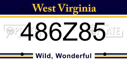 486Z85 West Virginia License Plate