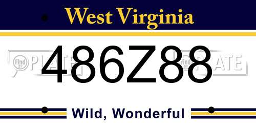 486Z88 West Virginia License Plate