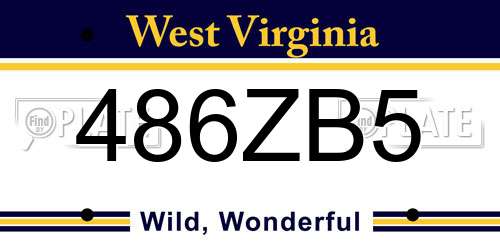 486ZB5 West Virginia License Plate