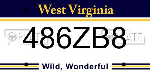 486ZB8 West Virginia License Plate