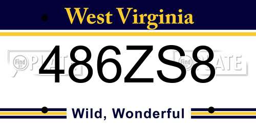 486ZS8 West Virginia License Plate