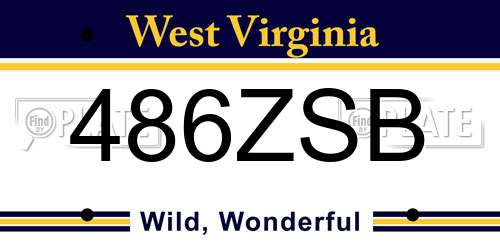 486ZSB West Virginia License Plate