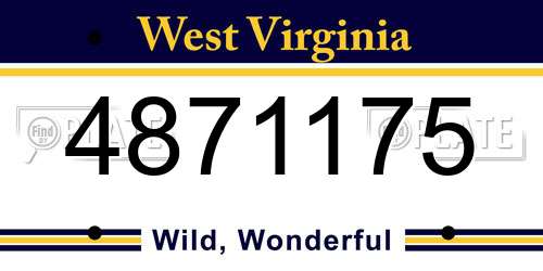 4871175 West Virginia License Plate