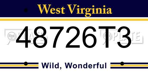 48726T3 West Virginia License Plate
