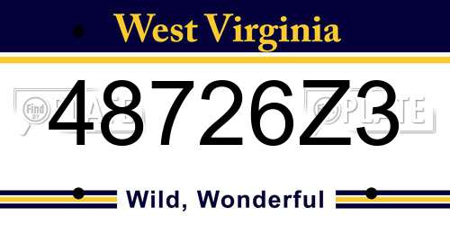 48726Z3 West Virginia License Plate