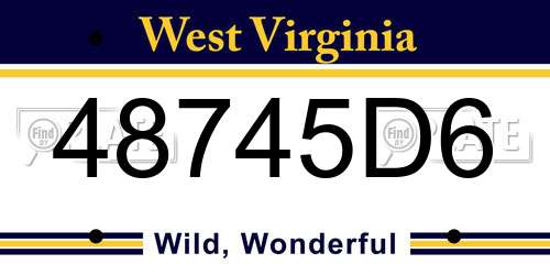 48745D6 West Virginia License Plate