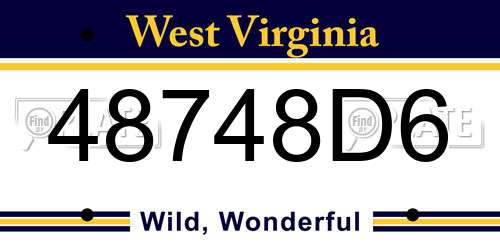 48748D6 West Virginia License Plate