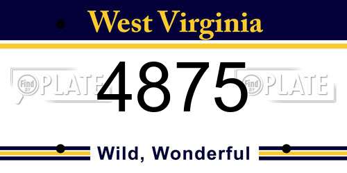 4875 West Virginia License Plate