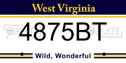 4875BT West Virginia License Plate