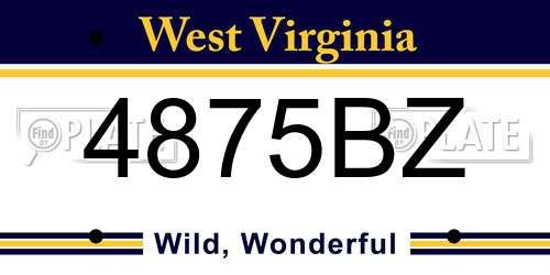 4875BZ West Virginia License Plate