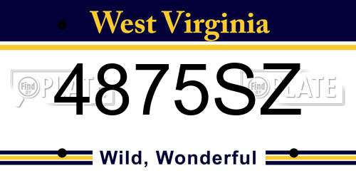 4875SZ West Virginia License Plate