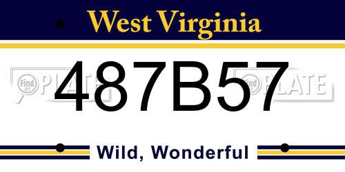 487B57 West Virginia License Plate