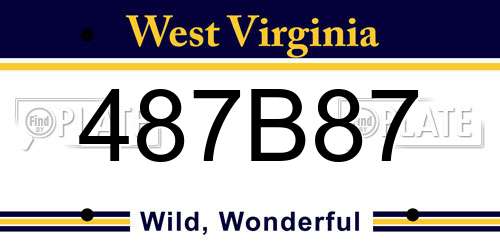 487B87 West Virginia License Plate