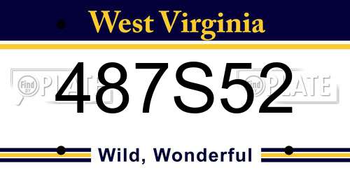 487S52 West Virginia License Plate