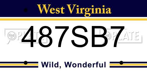 487SB7 West Virginia License Plate