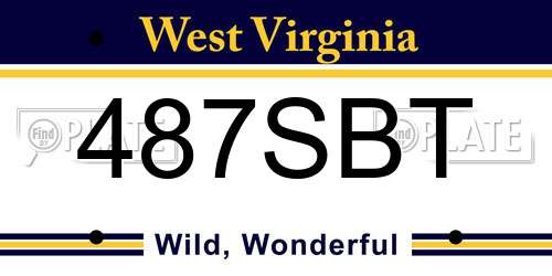 487SBT West Virginia License Plate