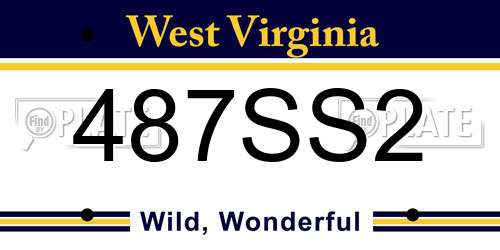 487SS2 West Virginia License Plate
