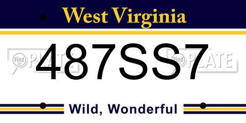 487SS7 West Virginia License Plate