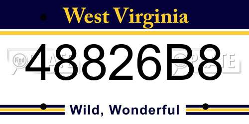 48826B8 West Virginia License Plate