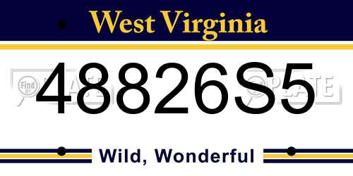 48826S5 West Virginia License Plate
