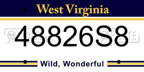48826S8 West Virginia License Plate