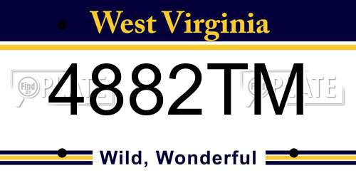 4882TM West Virginia License Plate