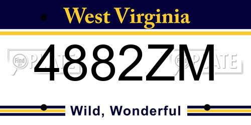 4882ZM West Virginia License Plate