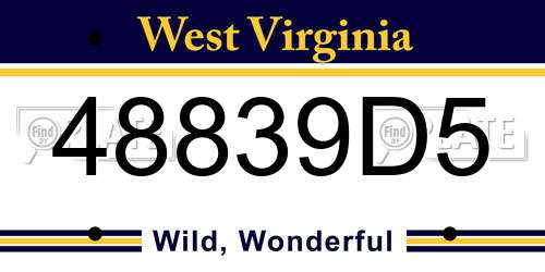 48839D5 West Virginia License Plate