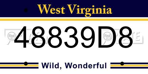 48839D8 West Virginia License Plate