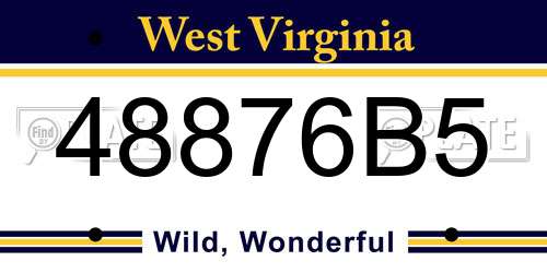 48876B5 West Virginia License Plate