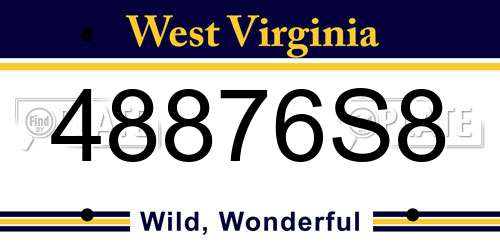 48876S8 West Virginia License Plate