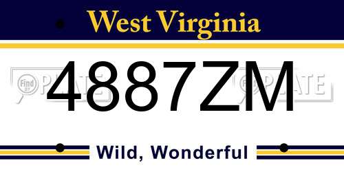 4887ZM West Virginia License Plate