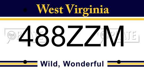 488ZZM West Virginia License Plate