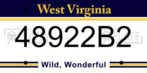 48922B2 West Virginia License Plate
