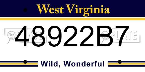 48922B7 West Virginia License Plate