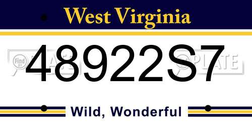 48922S7 West Virginia License Plate
