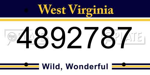 4892787 West Virginia License Plate