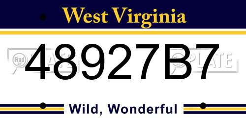 48927B7 West Virginia License Plate
