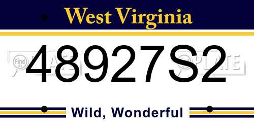 48927S2 West Virginia License Plate