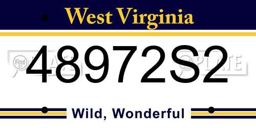 48972S2 West Virginia License Plate