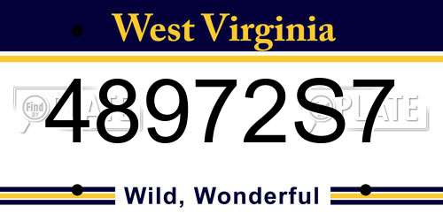 48972S7 West Virginia License Plate