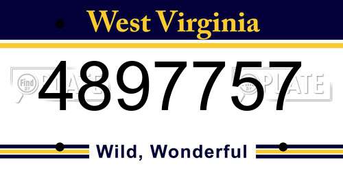 4897757 West Virginia License Plate