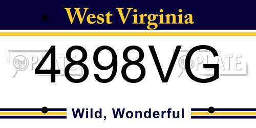 4898VG West Virginia License Plate