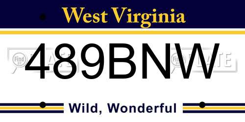 489BNW West Virginia License Plate