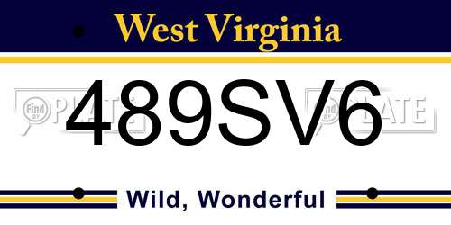 489SV6 West Virginia License Plate