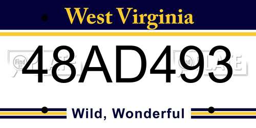 48AD493 West Virginia License Plate