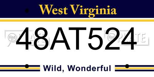 48AT524 West Virginia License Plate
