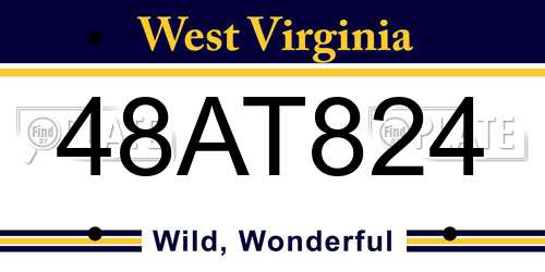 48AT824 West Virginia License Plate