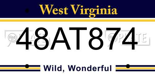 48AT874 West Virginia License Plate